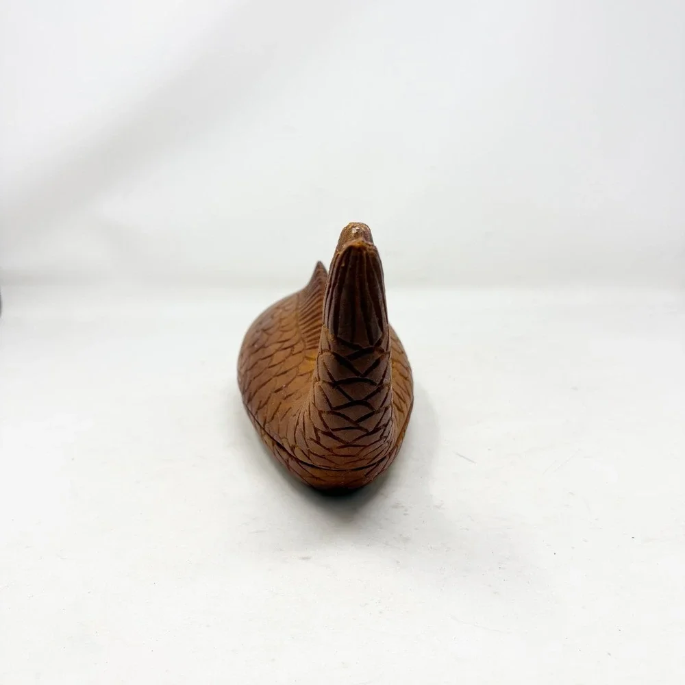 Hand Carved Wooden Fish Trinket Box Nautical‎ Coastal Decor Brown Storage 11.5in
